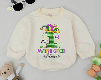 Personalized My First Mardi Gras Romper, Mardi Gras Parade Bodysuit, Mardi Gras Festival Baby Outfit, Infant Clothes, Baby Shower Gift
