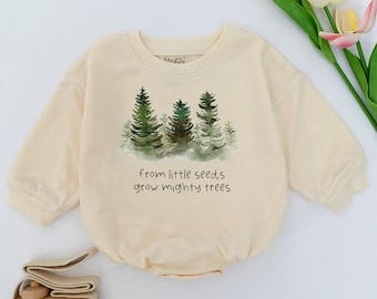 From Little Seeds Grow Mighty Trees - Tiny Seeds Romper- Adventure Outdoors - Nature Lover - Wilderness Baby Shower Gift-Baby Romper