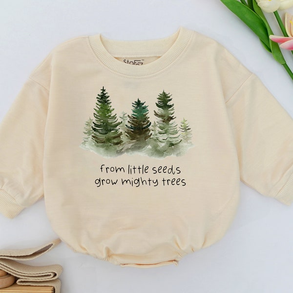 From Little Seeds Grow Mighty Trees - Tiny Seeds Romper- Adventure Outdoors - Nature Lover - Wilderness Baby Shower Gift-Baby Romper