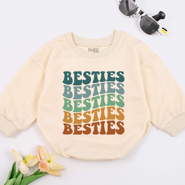 Wavy Besties Baby One Piece, Retro Besties Romper, Best Friends Gift, BFF Baby Outfit, Newborn for Girls, Baby Shower Gift