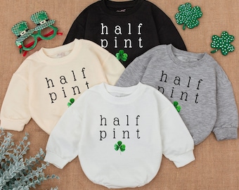 Half Pint Shamrock Baby Romper, Clover Patrick Baby Bodysuit, Newborn Saint Patrick's Day Clover St Patricks Baby Gift, Baby Shamrock Outfit