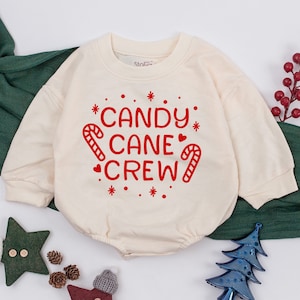Christmas baby Outfit, Candy Cane Crew Baby Romper, Christmas baby girl boy Infant Clothes, Baby Shower Gift, Neutral Baby Outfit, 1st xmas