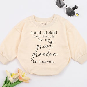 Hand picked for earth by my great grandpa grandma in heaven Romper, Baby Clothes bodysuit, prefect baby shower gift, Memorial Gift