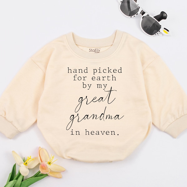 Hand picked for earth by my great grandpa grandma in heaven Romper, Baby Clothes bodysuit, prefect baby shower gift, Memorial Gift