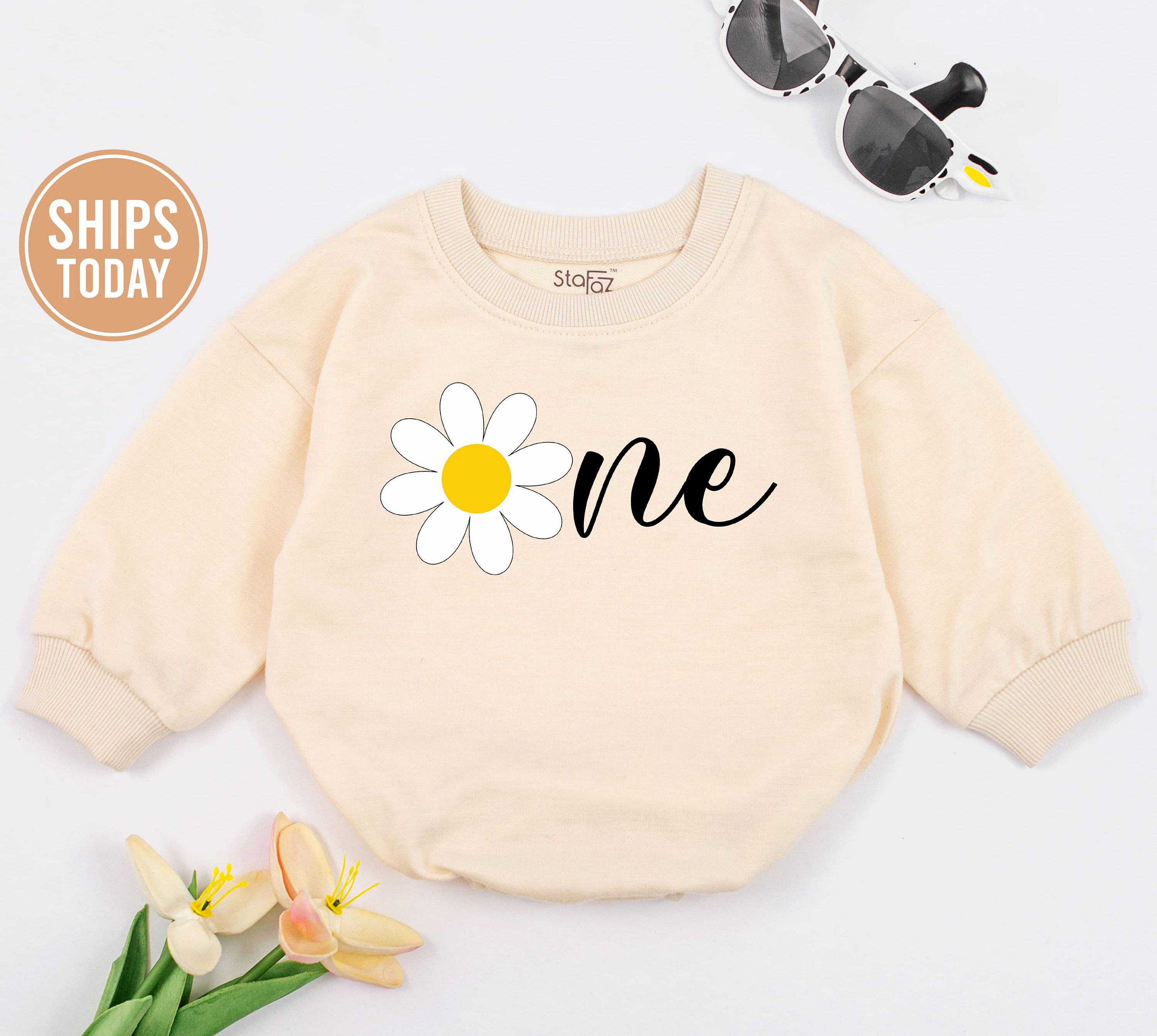 Two Cute Daisy Birthday Shirt For Baby And Toddler Girls For Birthday Party Gift Outfit Natural Shirt 2T-636802