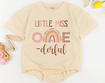 Miss Onederful First Birthday Outfit Girl, 1st Birthday Outfit, Boho Birthday Cake Smash Outfit, Niece Aunt Gift, One Romper, Pastel Rainbow