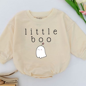 Little Boo Baby Romper, Bubble Romper, Toddler Baby Halloween Bodysuit Sweatshirts, Halloween Baby Outfit, Fall Baby Clothes, Newborn Romper