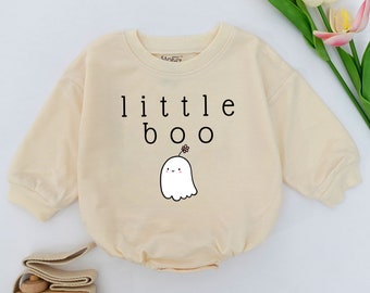 Little Boo Baby Romper, Bubble Romper, Toddler Baby Halloween Bodysuit Sweatshirts, Halloween Baby Outfit, Fall Baby Clothes, Newborn Romper