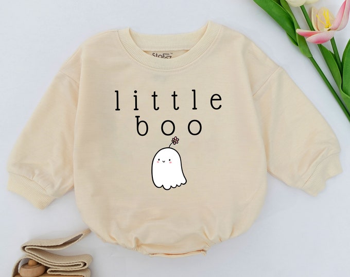 Little Boo Baby Romper, Bubble Romper, Toddler Baby Halloween Bodysuit Sweatshirts, Halloween Baby Outfit, Fall Baby Clothes, Newborn Romper