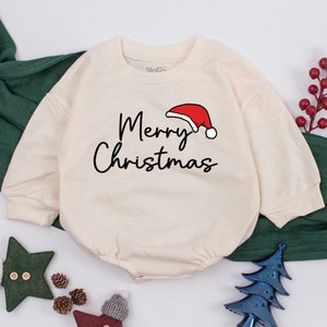 Christmas baby Outfit, Merry Christmas super soft cozy warm sweatsuit Christmas baby girl Retro Santa Christmas outfit, Baby Romper