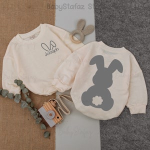 Personalization Bunny Baby Romper, Bunny Baby Sleepsuit, Easter Day Baby Gift, Easter Baby Bodysuit, Baby Shower Gift, New Baby Gift