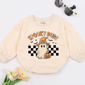 Spooky Dude Romper, Vintage Halloween Bodysuit, Retro Halloween Gift, First Halloween Clothes, Baby Outfit, Fall Pumpkin Romper Kid