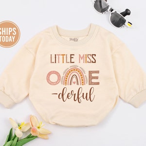 Miss Onederful premier anniversaire tenue fille, tenue 1er anniversaire, tenue bohème pour gâteau d'anniversaire, cadeau nièce tante, une barboteuse, arc-en-ciel pastel