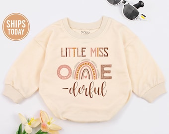 Miss Onederful First Birthday Outfit Girl, 1st Birthday Outfit, Boho Birthday Cake Smash Outfit, Niece Aunt Gift, One Romper, Pastel Rainbow