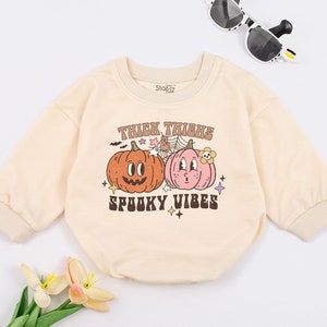 Thick Thighs and Spooky Vibes Baby Romper, Retro Halloween Bodysuit, Funny Halloween Baby Outfit, Fall Baby Clothes, Retro Halloween Kid