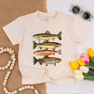 Abstract Colorful Trout Toddler Shirt, River Fish Species, Fishing With Daddy, Fishing Gift, Fish Biologist, Adventure Children&#39;s Clothing