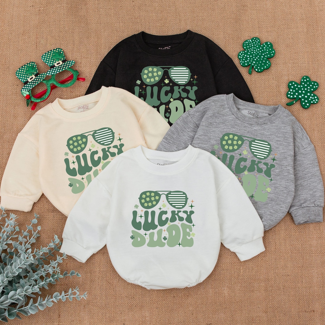 Baby Girl Outfit Cute Romper Long Sleeve St. Patrick'S Day Crewneck Graphic Letter Printed Notre Dame Baby Clothes For Little Girls 6 9 Months-1008615