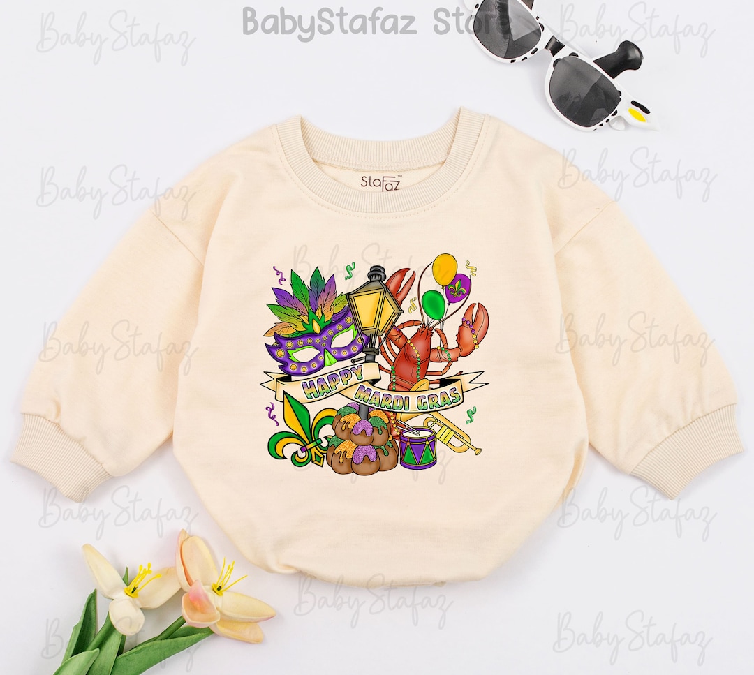 mardi gras onesie baby