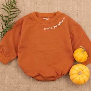 Little Pumpkin Baby Romper, Baby Girl Boy Halloween Sweatshirts, Halloween Baby Outfit, Fall Baby Clothes, Newborn Romper, Print on Neck