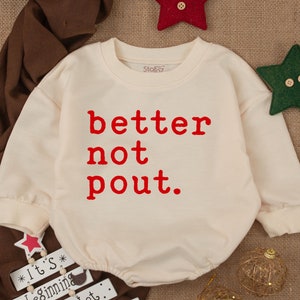 Funny Christmas baby Outfit, Better not pout super soft cozy warm sweatsuit Christmas baby girl Retro Santa Christmas outfit, Baby Romper