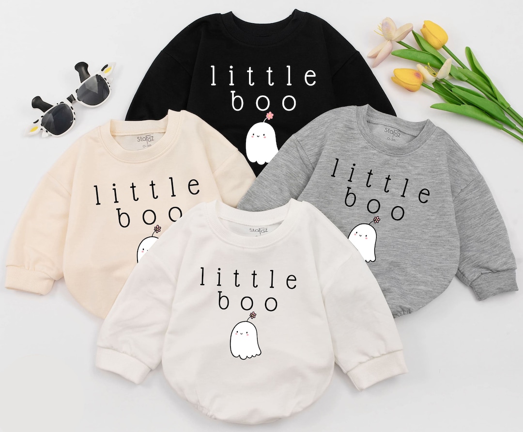Little Boo Baby Romper, Bubble Romper, Toddler Baby Halloween Bodysuit Sweatshirts, Halloween