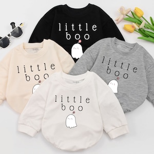 Little Boo Baby Romper, Bubble Romper, Toddler Baby Halloween Bodysuit Sweatshirts, Halloween Baby Outfit, Fall Baby Clothes, Newborn Romper