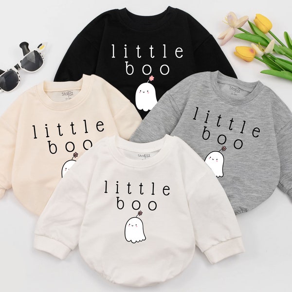 Little Boo Baby Romper, Bubble Romper, Toddler Baby Halloween Bodysuit Sweatshirts, Halloween Baby Outfit, Fall Baby Clothes, Newborn Romper