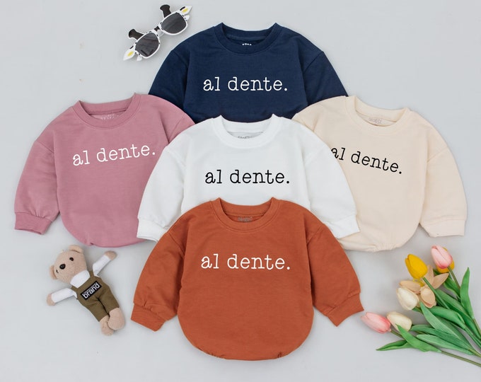Al Dente Italian Pasta Baby Romper, Italian Pasta Lovers Baby Shower Gift, Minimalist Baby Clothes, italian baby outfit, pasta baby clothes