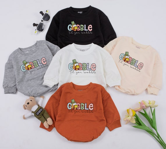 Gobble till you wobble Baby Romper, Thanksgiving Baby Outfit, Funny Baby Clothes, First Thanksgiving Outfit, Turkey Day, Little Turkey