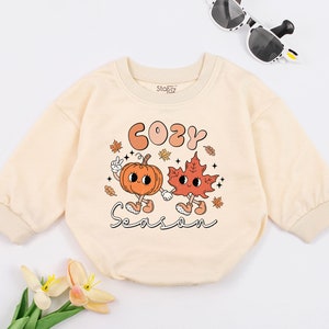 Cozy Season Halloween Outfit Sweatshirt Romper 1st Halloween Romper Costume Funny Retro Halloween Outfit Toddler Halloween