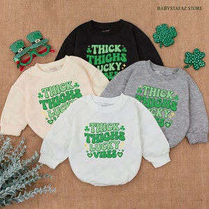 St.Patricks day baby Outfit, Lucky vibes Baby Romper, St Patricks day baby girl Bodysuit, Shamrock Baby Clothes, Thick Thighs Lucky Vibes
