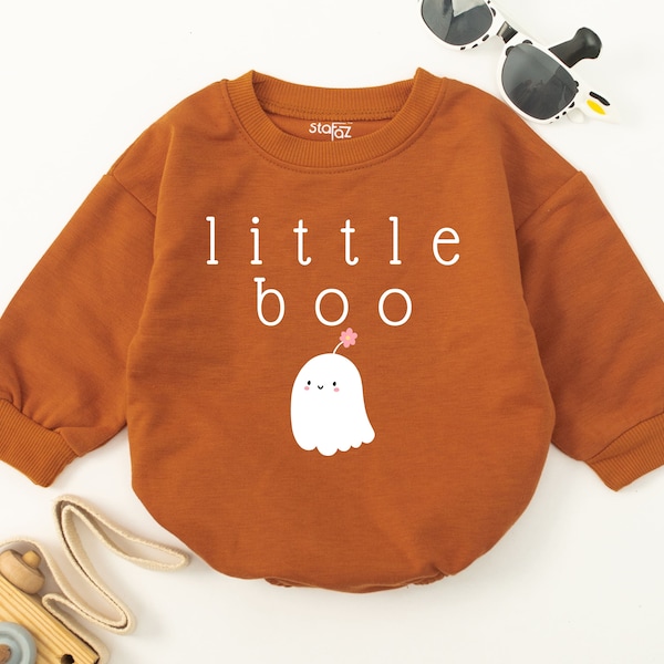 Little Boo Baby Romper, Bubble Romper, Toddler Baby Halloween Bodysuit Sweatshirts, Halloween Baby Outfit, Fall Baby Clothes, Newborn Romper