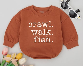 Fishing Baby Bodysuit, Cute Crawl Walk Fish Baby Romper, Baby Shower Gifts, Little Fishing Buddy Outfit, Unisex Infant Gift