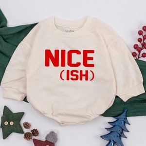 Christmas baby Outfit, Nice ish Baby Romper, soft cozy warm sweatsuit Christmas baby girl Retro Santa Christmas outfit, Baby Shower
