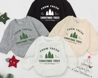 Tree Farm Christmas baby Outfit, Farm Fresh Christmas Trees  Baby Romper, Holiday Outfit, Infant Clothes, Baby Shower, Gender Neutral