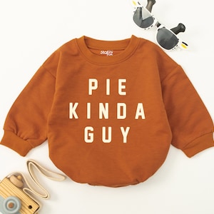 Pie Kinda Guy Baby Romper, Thanksgiving Baby Boy Outfit, Baby Boy Clothes, Sweatshirt Romper, Funny Baby Clothes, First Thanksgiving Outfit