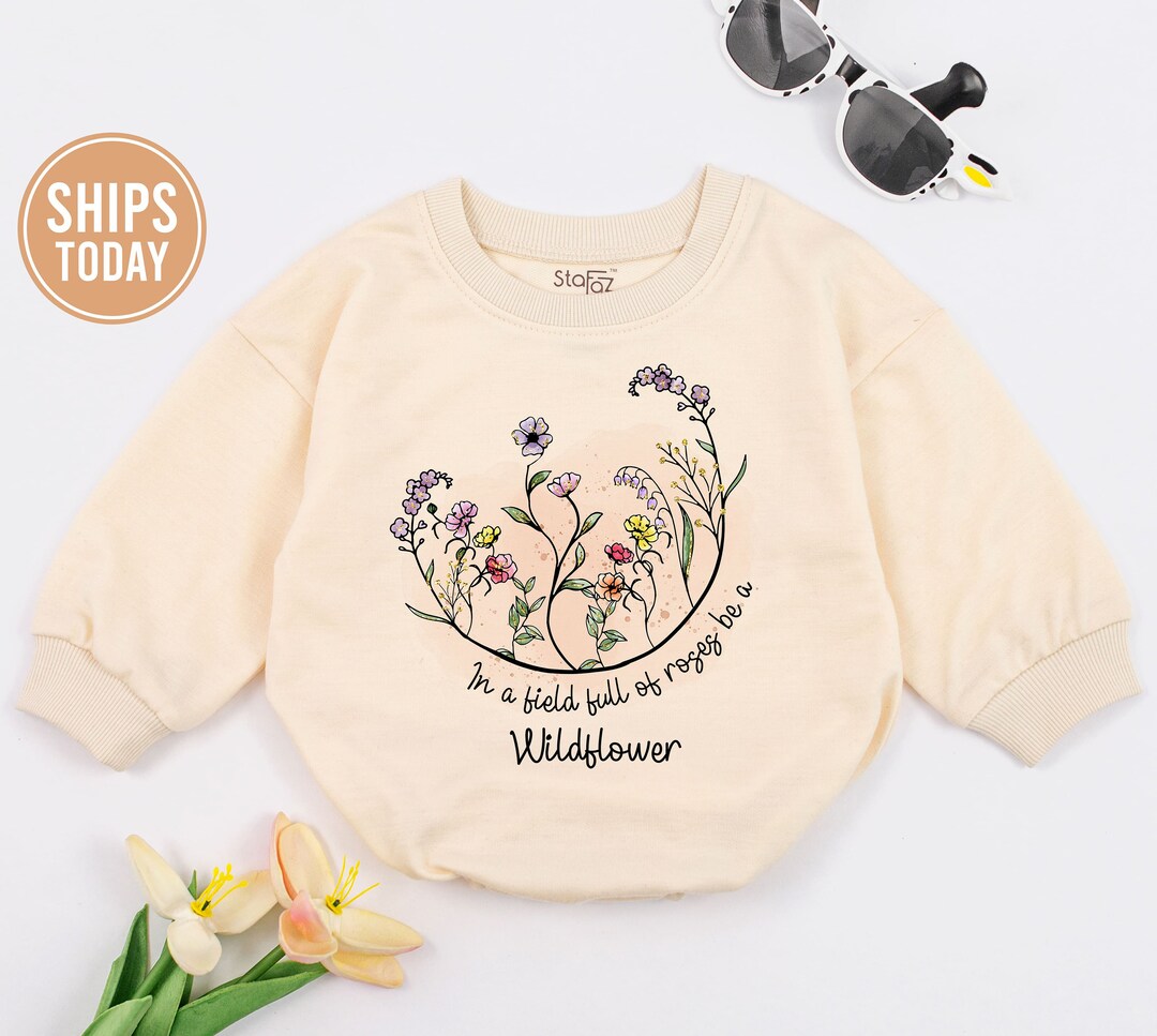 Wildflower Embroidered Knitted Romper in Cream main image 1