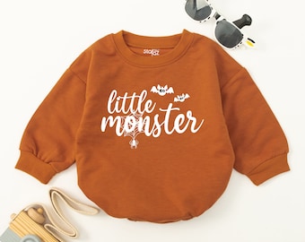 Little Monster Baby Romper, Cute Boho Bodysuit, Baby Boy Romper, Halloween Baby Clothes, Halloween Baby Outfit, First Halloween Baby Gift