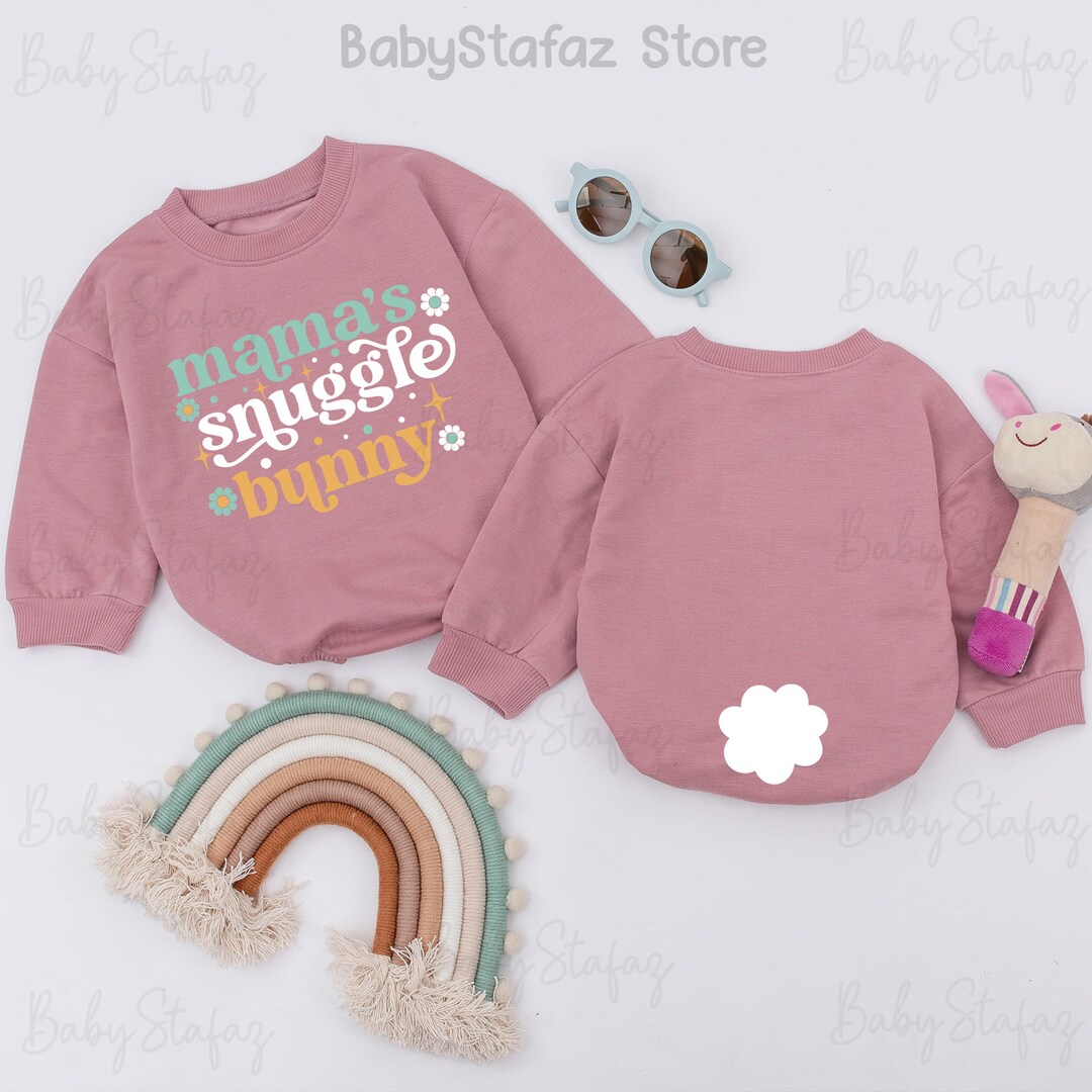 Mama's Snuggle Bunny Baby Romper, Baby Easter Outfit, Easter Sleepsuit ...
