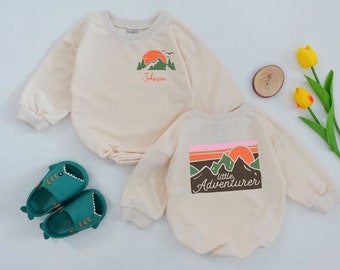 Little Adventurer Baby Romper, Cute Mountains Romper, Summer Baby Outfit, Retro Romper, Baby Shower Gift, Coming Home Outfit, Baby Clothes