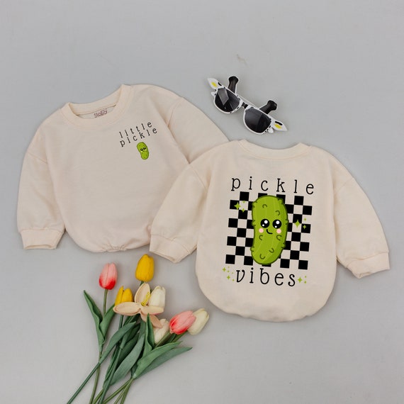 Little Pickle Romper, Little Bodysuit, Cute Bodysuit Baby, Cute Pickle Baby Jumpsuit, Funny Pickle One Piece, Vegan Clothes, Vegan Baby Gift