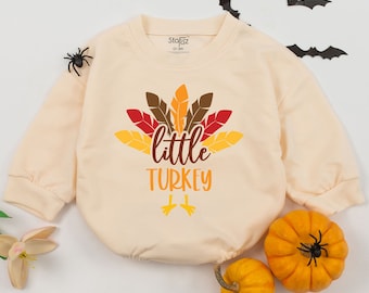 Little Turkey Thanksgiving Baby Romper, Baby Outfit for Boy or Girl, Long Sleeve Infant Bodysuit, Fall Baby Announcement, Coming Home Outfit
