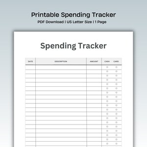Printable Spending Tracker Template Finance Tracker Etsy