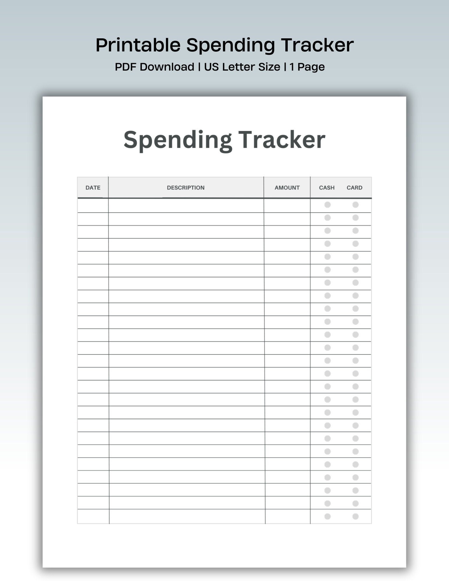 Printable Spending Tracker Template Finance Tracker Etsy