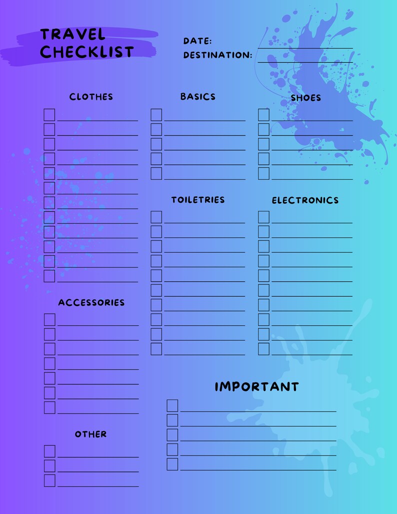2023 travel checklist printable template travel printable planner