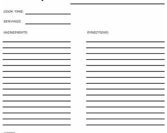 Printable Blank Recipe Page