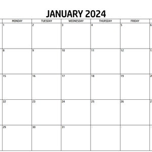 Printable 2024 Calendar blank - Etsy