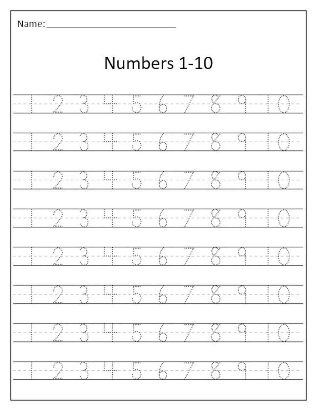 number-tracing-worksheet-1-10-etsy for Free Printable Tracing Numbers 1 10 Number Tracing Worksheet 1-10 - Etsy for Free Printable Tracing Numbers 1 10