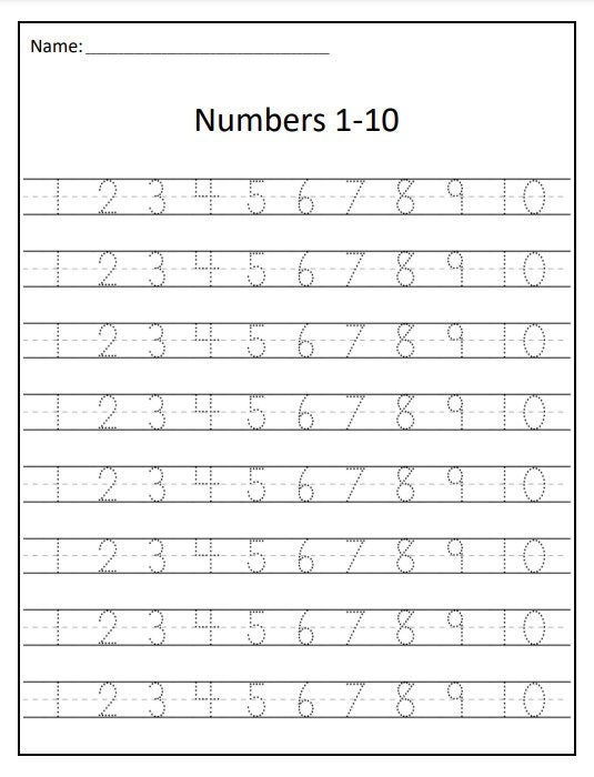 Number Tracing Worksheet 110 Etsy