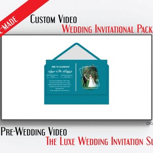 Paquete de invitaciones de boda digitales, invitación electrónica personalizada, video para guardar la fecha, RSVP animado, set de novia glamoroso sin papel, anuncio de matrimonio